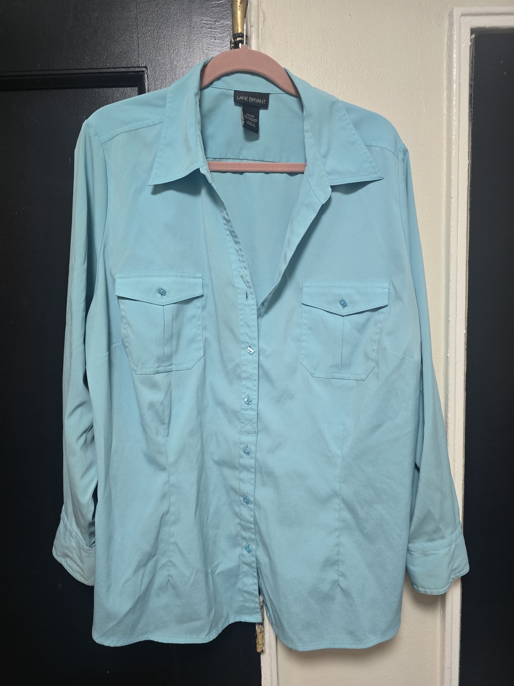 Lane Bryant Turquoise Button-Front Casual Shirt